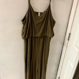 Zenana Outfitters Olive Cropped Jumpsuit